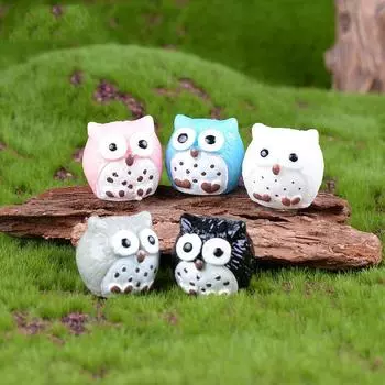 Mini Cute Owl Fairy Garden Miniatures Garden Ornament Decoration Micro Landscape Succulent Plants Decoration Small Fresh Garden чёрный