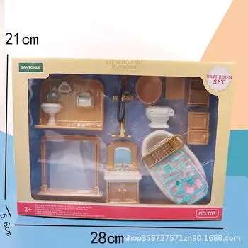 Mini Cute Simulation Playhouse Model Ornament Toilet Bathroom Toilet Cartoon Children S Toy Gift