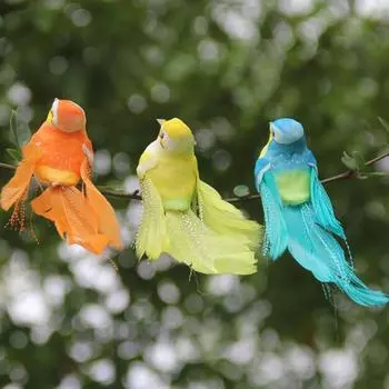 Мини-цветная модель пера, украшение своими руками, поддельная воробей, синица, имитация, птица, искусственная птица Type 2 Clip