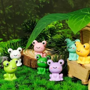 Мини-цветная мультяшная модель лягушки, украшение для микро-сада, ландшафтное украшение, животные, украшения для кукольного домика своими руками