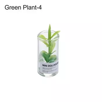 Мини Цветочная Композиция Стеклянная Бутылка Кукольный Домик Ваза для Цветов Миниатюрная Модель Кукольные Аксессуары Green Plant-4