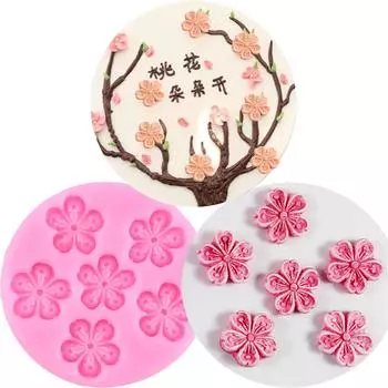 Мини-цветочные формы для помадки, силиконовая форма для персикового цвета для украшения торта, кекс, топпер, конфеты, шоколадная жвачка, паста, формы из полимерной глины