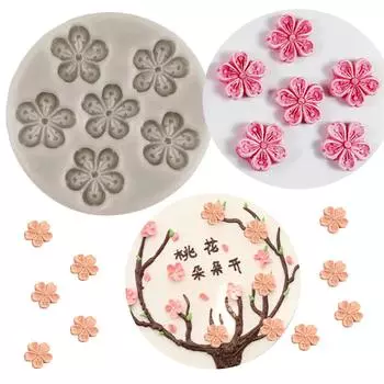 Мини-цветочные формы для помадки, силиконовая форма для персикового цвета для украшения торта, кекс, топпер, конфеты, шоколадная жвачка, паста, формы из полимерной глины