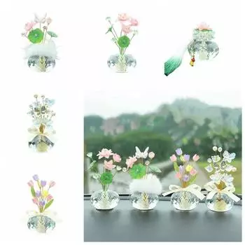 Мини-цветы из хрусталя в форме лотоса, красочные украшения для автомобиля, свадебный декор Style 1