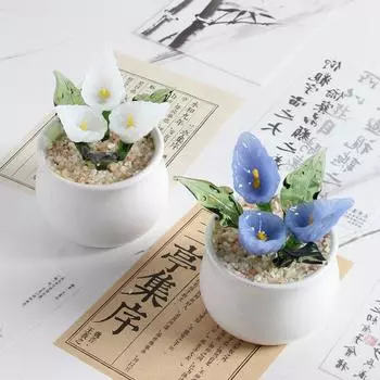 Мини-цветы, растения, статуэтка, каллы, лилии, статуэтка, глазурь, украшения, домашний декор Style D