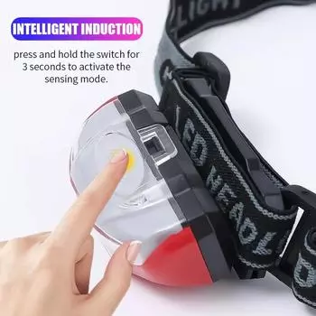 Мини-датчик движения, светодиодный налобный фонарь, перезаряжаемый через USB портативный фонарь, водонепроницаемый уличный фонарик, фонари для кемпинга, пешего туризма, рыбалки