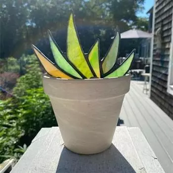 Мини-декоративные украшения, витражи, агава, алоэ в горшках, винтажные украшения для растений, садовые украшения, садовый двор, художественная статуэтка D