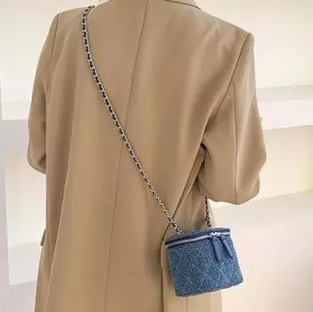 MINI Denim Bag Women Chains Vintage Simple Office Lady Shoulder Bag Crossbody Girls Bag All-match