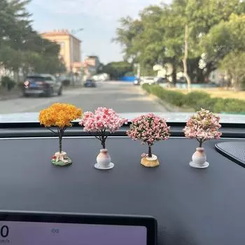 Мини-дерево для украшения центральной консоли автомобиля, устанавливаемое в автомобиль, зеленые растения, аксессуары, имитация цветочного украшения, милый подарок для девочек