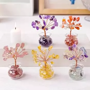 Мини-дерево, кристалл, камень, мини-ваза, автомобиль, настольное украшение, книжная полка, двор, украшения для дома