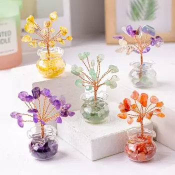 Мини-дерево, кристалл, камень, мини-ваза, автомобиль, настольное украшение, книжная полка, двор, украшения для дома