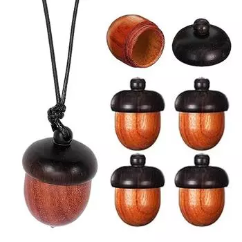 Мини-деревянная аптечка, открывающаяся, спасательная таблетка, переносной контейнер для хранения, герметичные коробки, контейнер, подвеска-медальон из дерева в виде желудя своими руками About 3cm