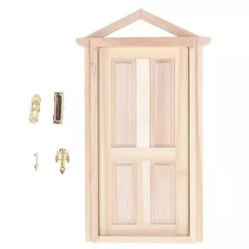 Мини деревянная дверь 1:12 миниатюрных сцен из березового материала, дизайн шпиля, дверная мебель для кукольного домика