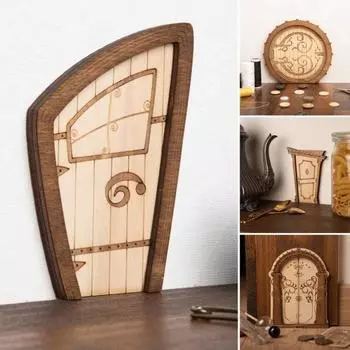 Мини деревянная дверь, дверь в виде сказочного домика, дверь в стиле ретро с микроландшафтным декором для поделок своими руками, миниатюрные книжные полки для сада B