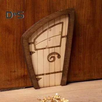 Мини деревянная дверь, дверь в виде сказочного домика, дверь в стиле ретро с микроландшафтным декором для поделок своими руками, миниатюрные книжные полки для сада A