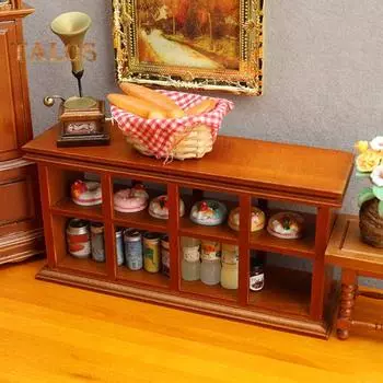 Мини-деревянный шкаф 1:12 кукольных домиков, миниатюрная мебель, шкаф для хранения, решетчатый шкаф для пекарни, декор сцены белый