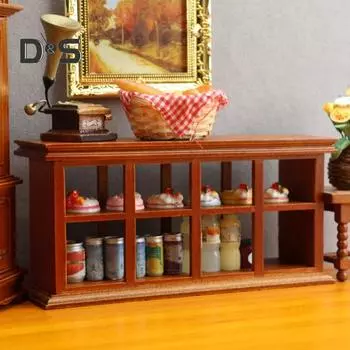 Мини-деревянный шкаф 1:12 кукольных домиков, миниатюрная мебель, шкаф для хранения, решетчатый шкаф для пекарни, декор сцены дубильная кора