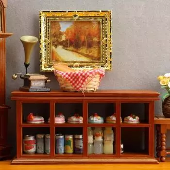 Мини-деревянный шкаф 1:12 кукольных домиков, миниатюрная мебель, шкаф для хранения, решетчатый шкаф для пекарни, декор сцены белый