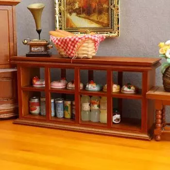 Мини-деревянный шкаф Yousheng 1:12 кукольных домиков, миниатюрная мебель, шкаф для хранения, решетчатый шкаф для пекарни, декор сцены белый
