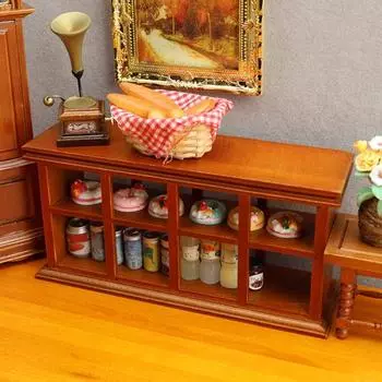 Мини-деревянный шкафчик 0,05 кукольный домик миниатюрная мебель шкаф для хранения решетчатый шкаф дубильная кора