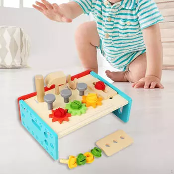 Мини деревянный верстак для детей, ремонтный верстак, творческая строительная игрушка, инструмент