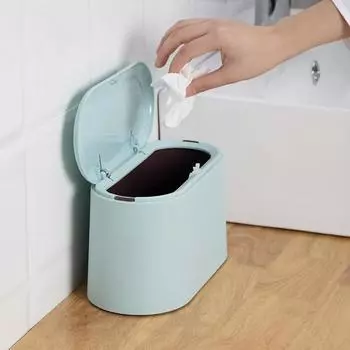 Mini Desktop Trash Can Push-open Lid Double-layer Household Bedroom Simple Push-open Lid Desktop Trash Can синий