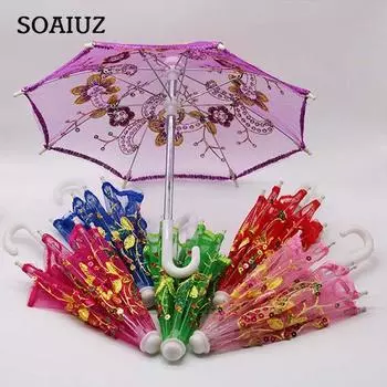 Мини-детские подарочные игрушки, куклы, новый кружевной зонтик, зонтик от солнца, аксессуары для кукол, вышитые зонтики розы красного