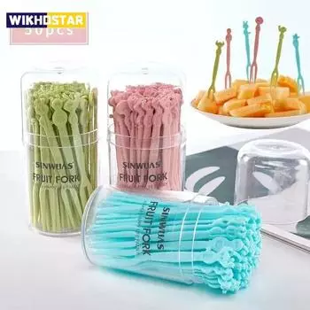 Мини-детский мультфильм «Ферма животных» Вилка для фруктов Зубочистки для фруктов Палочки для еды Вилка для закусок и торта Бенто Аксессуары Десертная еда фиолетовый