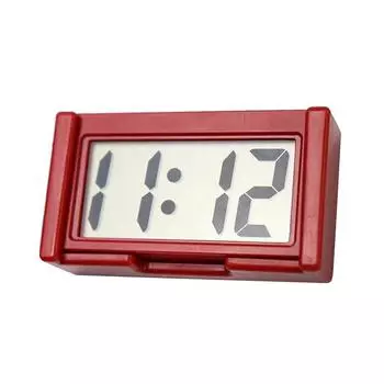 Mini Digital Clock Self Adhesive Electronic Mini Clock Battery Operated Large Screen Car Clock Adhesive Car Accessories красный