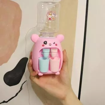 Мини-диспенсер для воды для детей, подарок, милая холодная/теплая вода, сок, молоко, питьевой фонтанчик, имитация мультяшной свиньи, кухонная игрушка розовый