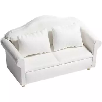 Мини-диваны Кукольный домик Диван Миниатюрная мебель Белый Декор Реквизит для фотографий Модель дивана для мини-дивана Мебель Мини-мебель Мини-диван Деревянный набор 8.2*6.4*7.2cm белый