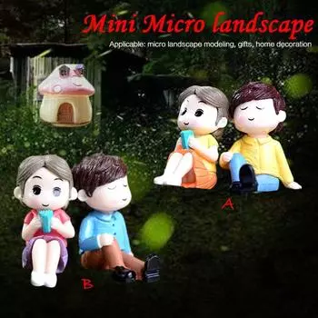 Мини DIY Crafts Home Garden Micro Landscape Пара Миниатюрная Фигурка Украшения Милые Подарки красный