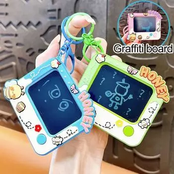 Мини-доска для рисования, брелок-клипса, детский рюкзак, блокнот для рисования, стираемый блокнот для записей, магнитная доска в форме мультфильма розовый