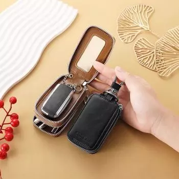 Mini Double-Layer Key Case Zipper Key Organizer Pouch Multifunctional Car Key Case Daily хаки