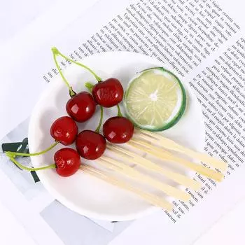 Mini Drink Appetizer Picks Food Skewers Dessert Utensil 100Pcs Bamboo Fruit Forks Party Disposable 100Pcs/set