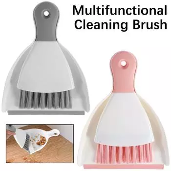 Mini Dustpan and Brush Set Portable Table Top Cleaning Dining Table Crumb Sweeper Multipurpose Desktop Keyboard Cleaning Tools светло-серый