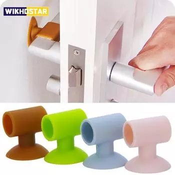 Мини-дверной стопор, настенный протектор, противоударный силиконовый дверной стопор, глушитель, резиновый стопор, противоударный синий