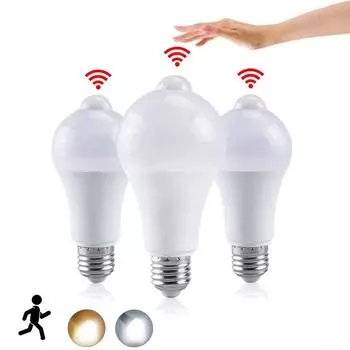 Мини E27 светодиодный датчик движения лампочка ночник лестница туалет спальня умный PIR датчик движения лампа 5W warm light