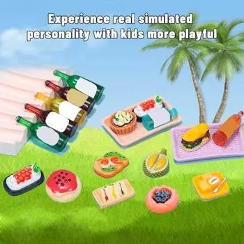 Мини-еда, напитки, украшения, смоляные миниатюрные игрушки-еды, реалистичные имитации еды, напитки для кукольного домика, кухонные принадлежности, поделки своими руками 40pcs