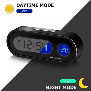 Mini Electronic Car Clock Time Watch Auto Clocks Car Styling Accessories Luminous Thermometer LCD Backlight Digital Display чёрный