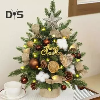 Мини-елка 45 см, искусственная настольная сосна с подсветкой, работающая от батареек, маленькая елка для праздничного домашнего декора 45cm красный