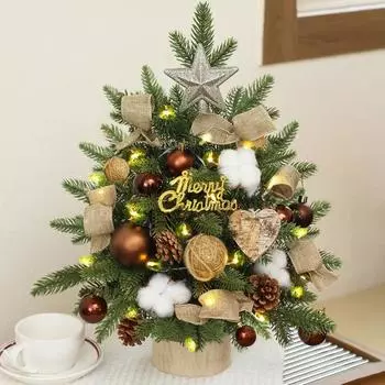 Мини-елка 45 см, искусственная настольная сосна с подсветкой, работающая от батареек, маленькая елка для праздничного домашнего декора 45cm красный