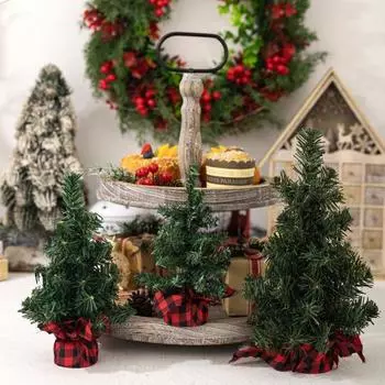 Мини-елка, маленькая настольная рождественская елка с тканевой основой-мешком, искусственная сосна с ветками из ПВХ, советы по декору рождественского домашнего стола L