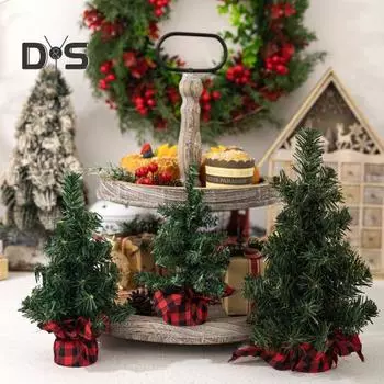 Мини-елка, маленькая настольная рождественская елка с тканевой основой-мешком, искусственная сосна с ветками из ПВХ, советы по декору рождественского домашнего стола L