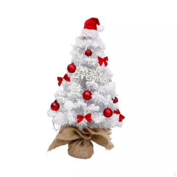 Мини-елка с флокированной отделкой, Премиум-елка для дома, офиса, украшения вечеринки, белая 45 cm