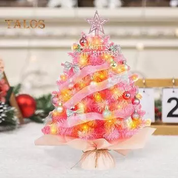 Мини-елка со светодиодными огнями, искусственная рождественская елка, украшение для рождественского стола, украшение для домашней вечеринки, праздничный декор зелёный