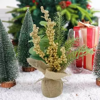 Мини-елка Yousheng с ягодами, маленькая настольная рождественская елка, искусственный букет, праздничный декор для рабочего стола в офисе D