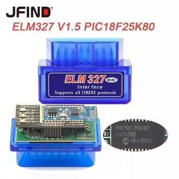 Мини ELM327 Bluetooth V1.5 с двойным чипом PIC18F25K80 ELM 327 V1.5 для Android Torque OBD2 сканер ELM327 V1.5 считыватель кодов автомобильный диагностический инструмент