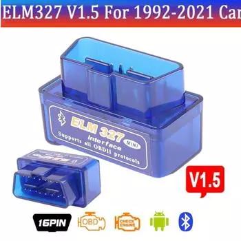 Mini ELM327 V1.5 Bluetooth OBD2 Беспроводной автомобильный диагностический сканер 2-слойная печатная плата ELM 327 PIC18F25K80 Чип Универсальный протокол OBD II Считыватель кодов автомобиля