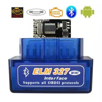 Mini ELM327 V2.1 Bluetooth OBD2 Беспроводной автомобильный диагностический сканер 2-слойная печатная плата ELM 327 PIC18F25K80 Чип Универсальный протокол OBD II Считыватель кодов автомобиля